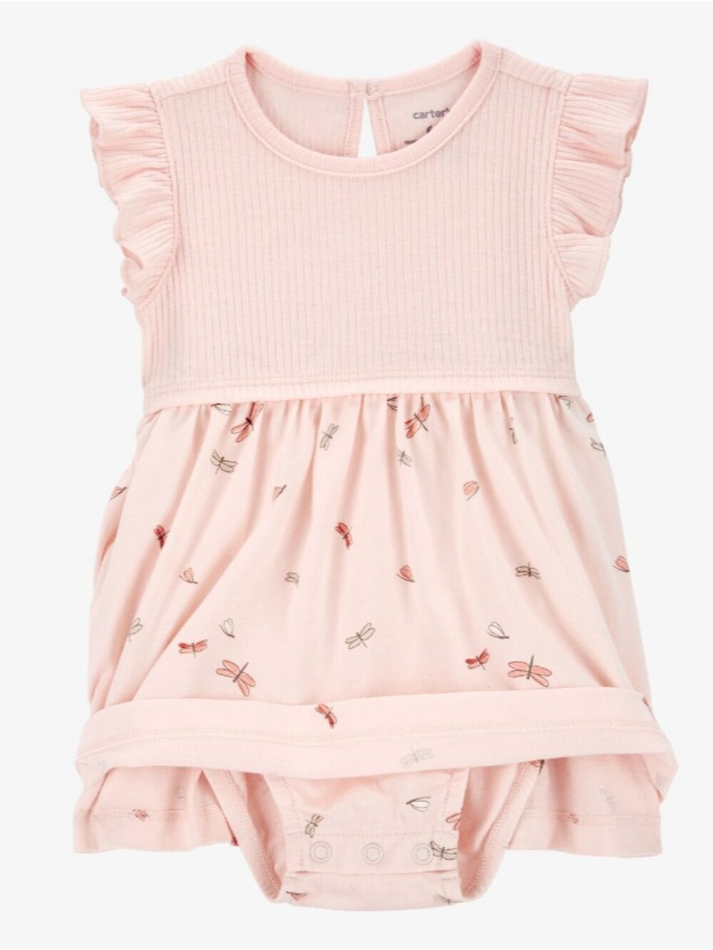 Carter's Light Pink Ruffled Sleeve Dragonfly Dress Baby Girl Size 6 Months